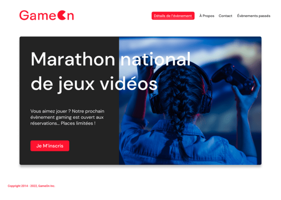 Home page GameOn html5 css3 javascript